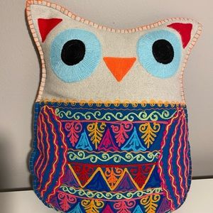 Embroidered Owl Accent Pillow - Karma Living